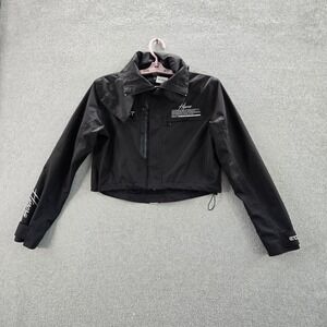ECHT Women Jacket XS Black Himura Embroidery Text Print Activewear Logo‎ Zipper